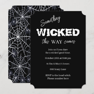 Schwarze und weiße verruchte Halloween-Party Einladung