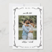 Schwarze und weiße verspielte kleine Schleifen Save The Date (Vorderseite)