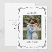 Schwarze und weiße verspielte kleine Schleifen Save The Date (Vorne/Hinten)