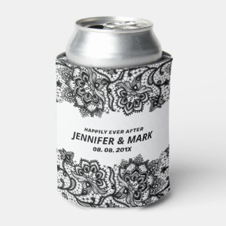 Schwarze und weiße vintage Blumen-Spitzen-Rahmen Dosenkühler