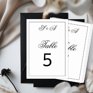 Schwarze und Weiße Vintage-Eleganz Hochzeit Tischnummer