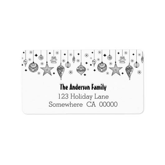 Schwarze und weiße Weihnachtsbaumchen Adressaufkleber (Vorne)