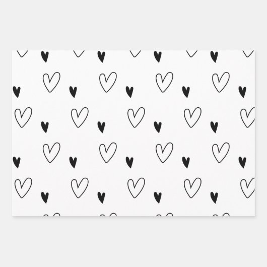 Schwarze und weiße Weihnachtsbäume Schneeflocken H Geschenkpapier Set (Vorderseite 3)