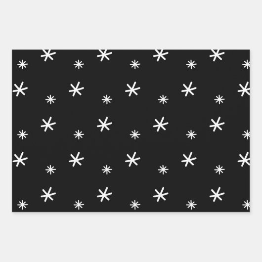 Schwarze und weiße Weihnachtsbäume Schneeflocken H Geschenkpapier Set (Vorderseite 2)