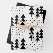 Schwarze und weiße Weihnachtsbäume Schneeflocken H Geschenkpapier Set (Beispiel)