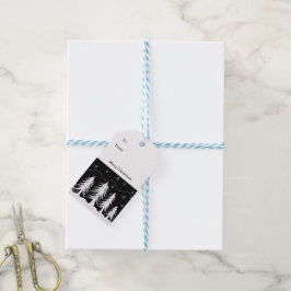 Schwarze und weiße Weihnachtsbaumen Geschenkanhänger