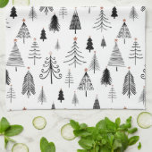 Schwarze und weiße Weihnachtsbaumen Geschirrtuch (Gefaltet)