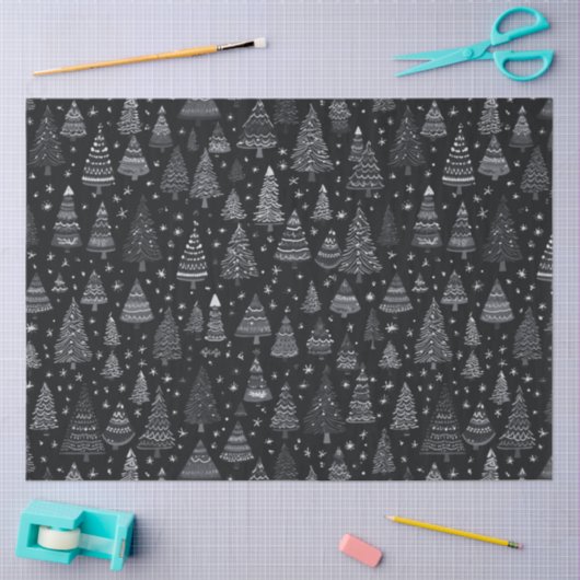 Schwarze und weiße Weihnachtsbaumen Weihnachten Seidenpapier (Basteln)