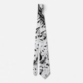 Schwarze und weiße weiße verwelkende flüssige Polk Krawatte (Rückseite)