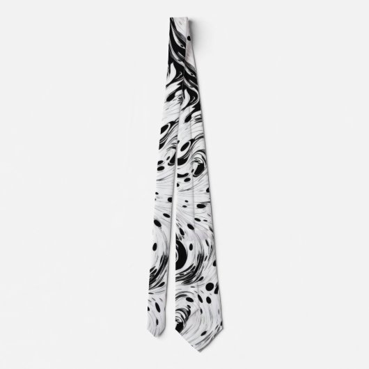 Schwarze und weiße weiße verwelkende flüssige Polk Krawatte (Rückseite)