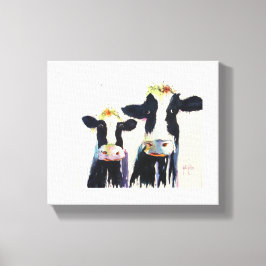 Schwarze und weiße, weißliche Kühe aus Originalwas Leinwanddruck