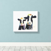 Schwarze und weiße, weißliche Kühe aus Originalwas Leinwanddruck (Insitu (Holzboden))