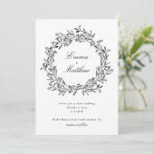 Schwarze und weiße Wiesen Garten Blume Einladung (Stehend Vorderseite)