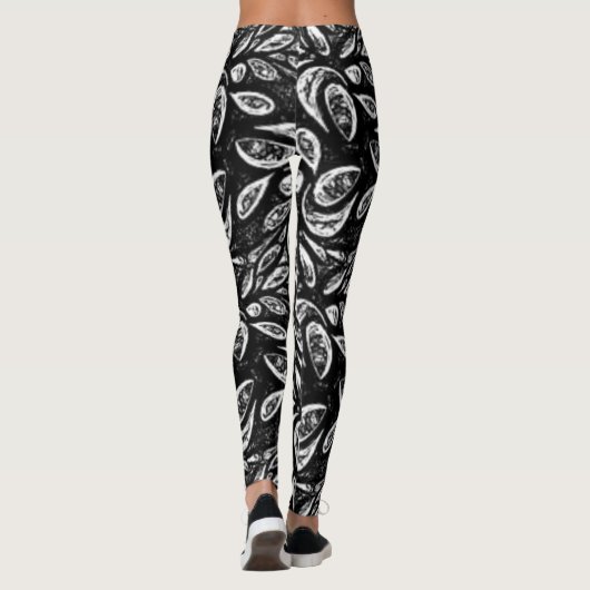 "Schwarze und weiße Wirbel" Yoga Pant Leggings (Rückseite)