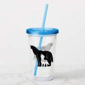Schwarze und weiße Wölfe Acryltrinkbecher (Rückseite)