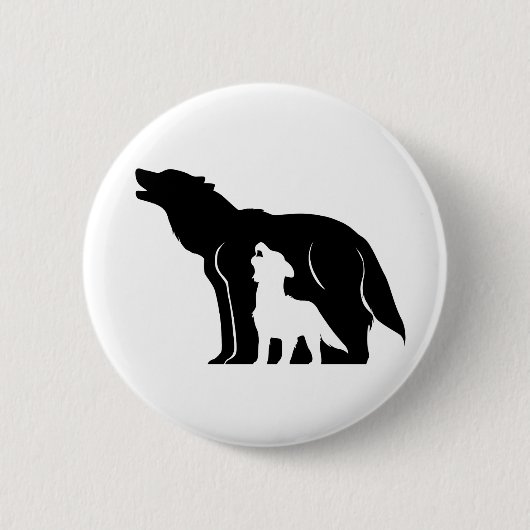 Schwarze und weiße Wölfe Button (Vorderseite)