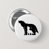 Schwarze und weiße Wölfe Button (Vorne & Hinten)