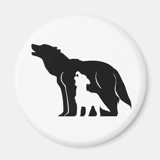 Schwarze und weiße Wölfe Magnet (Vorne)