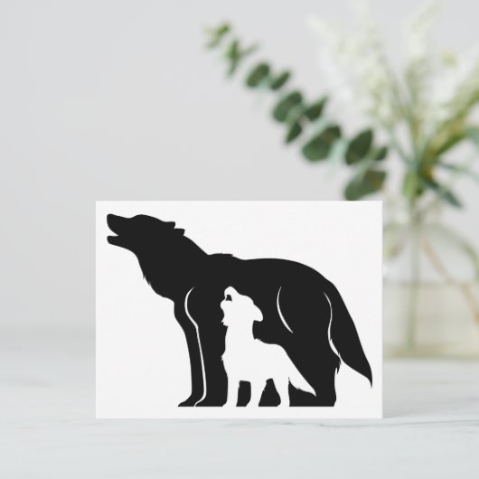 Schwarze und weiße Wölfe Postkarte (Stehend Vorderseite)