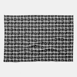 Schwarze und weiße Würfel 1-6 Rustikale Linocut Geschirrtuch