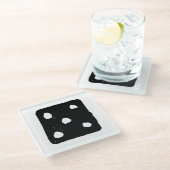 Schwarze und weiße Würfel #5 Rustikale Linocut Glasuntersetzer (Schrägansicht)