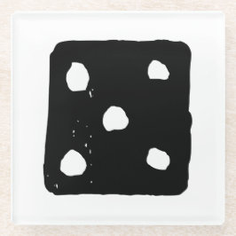 Schwarze und weiße Würfel #5 Rustikale Linocut Glasuntersetzer