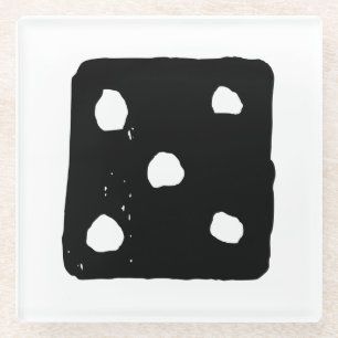 Schwarze und weiße Würfel #5 Rustikale Linocut Glasuntersetzer