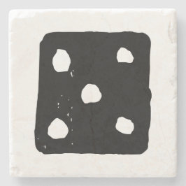 Schwarze und weiße Würfel #5 Rustikale Linocut Steinuntersetzer