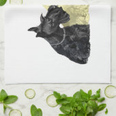 Schwarze und Weizenfarbene Scotties Geschirrtuch (Gefaltet)