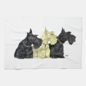 Schwarze und Weizenfarbene Scotties Geschirrtuch (Horizontal)