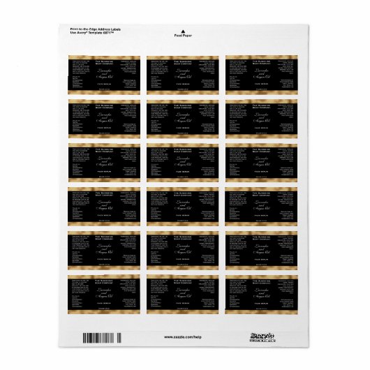 Schwarze und Woven-Gold-Foil-Kosmetik-Dropdown-Fla Adressaufkleber (Vorne)