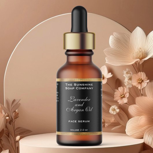 Schwarze und Woven-Gold-Foil-Kosmetik-Dropdown-Fla Adressaufkleber