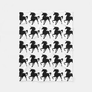 Schwarze Unicorn-Silhouette-Fleece-Decke Fleecedecke