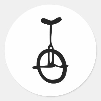 schwarze Unicycleikone Runder Aufkleber
