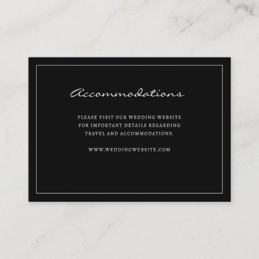 Schwarze Unterkunftskarte Begleitkarte (Vorderseite)