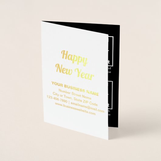 Schwarze Unternehmensmarke auf "New Year Foil Card Folienkarte (Vorderseite)