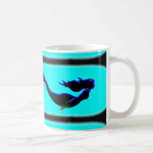 schwarze Unterwassermeerjungfrau Kaffeetasse