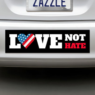 Schwarze USA-Flagge Herz Liebe Nicht Hass Kräftig Autoaufkleber