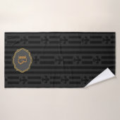 Schwarze Velvet Lilie Monogram Badetuch Badehandtuch (Badehandtuch)