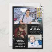 Schwarze Verbindungen 2 in 1 Foto Abschluss Einladung (Rückseite)