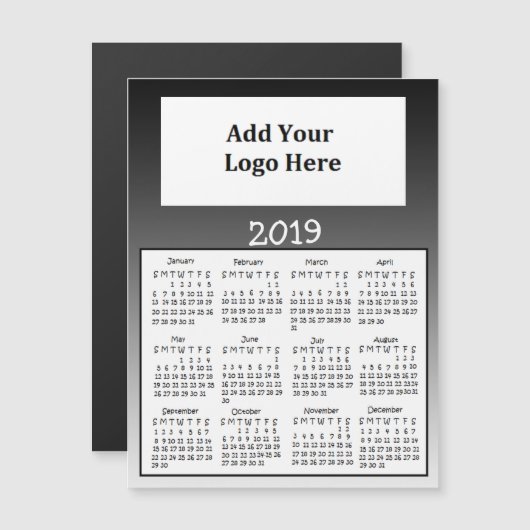 Schwarze verblasste Magnet-Kalender 2019 Magnetkarte (Vorne/Hinten)