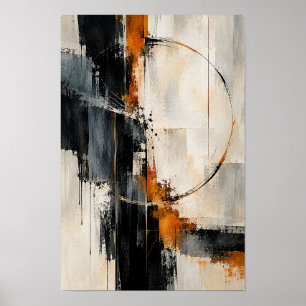 Schwarze verbrannte orange Kreis abstrakte Wandkun Poster