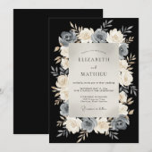 Schwarze verfeinerte Abendhochzeit Einladung (Vorne/Hinten)