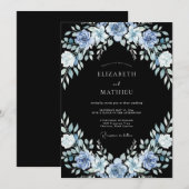 Schwarze verfeinerte Winterhochzeit Einladung (Vorne/Hinten)