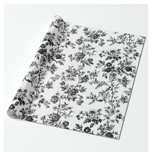 Schwarze verstreute Chinoiserie-Blumengarten-Party Geschenkpapier