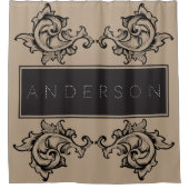 Schwarze Verzierte Blätter Glam Rocker - Personali Duschvorhang (Vorderseite)