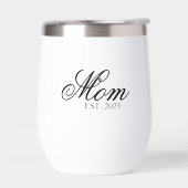 Schwarze verzierte Schriftart Established Mom (Links)
