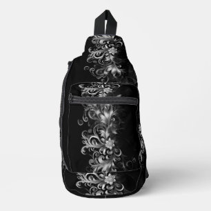 Schwarze verzierte tägliche Schulterschlinge Crossbody Bag