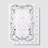 Schwarze Verzierte Vintage Rahmen-Hochzeit Pergament Einladungen (Versetzt (Einladung))