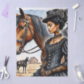 Schwarze viktorianische Frau mit Pferd-Tissue-Papi Seidenpapier (Basteln)
